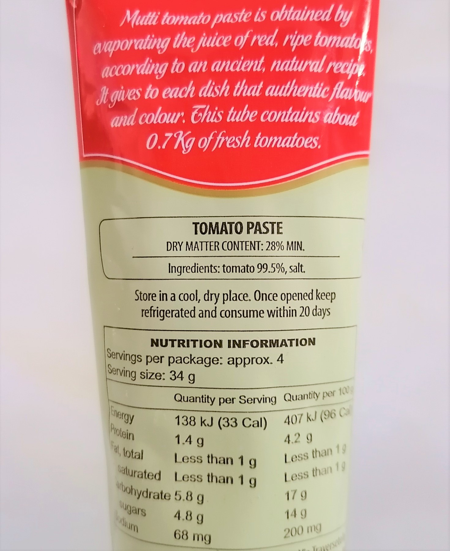 [TUÝP 130g] XỐT CÀ CHUA ĐẬM ĐẶC [Italia] MUTTI Tomato Paste Double Concentrated
