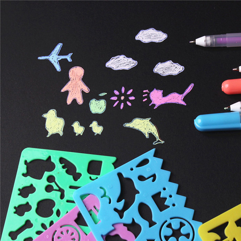 [THS Store] COD 4pcs Korea Stationery Cartoon Ruler Oppssed Drawing Template Mould
