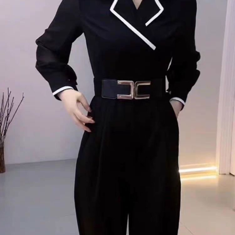 High-quality temperament jumpsuit women long sleeves slim straight jumpsuit