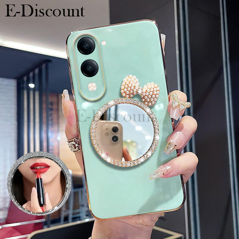 New%20Phone%20case%20Vivo%20Y04%20/%20Y04S%20Back%20cover%20Soft%20Plating%20brick%20inlaid%20pearl%20butterfly%20makeup%20mirror%20Smooth%20Electroplated%20for%20Vivo%20Y04S%20/%20Y04%20case%20-%20Image%204