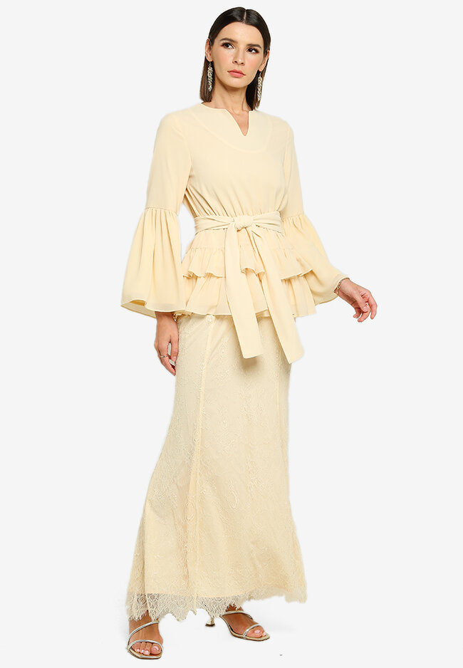 Zalia - Bell Sleeve Ruffle Kurung Set 