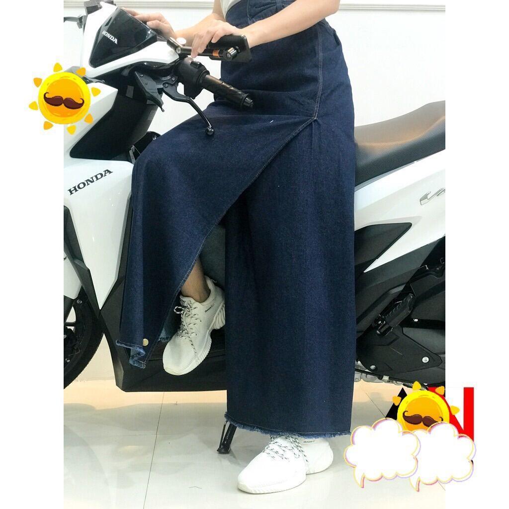 Váy chống nắng jean,váy chống nắng jean xẻ Եà, dễ dàng tiện dụng ngồi trước ngồi sau đều đẹp - Váy Chống Nắng Kim Anh
