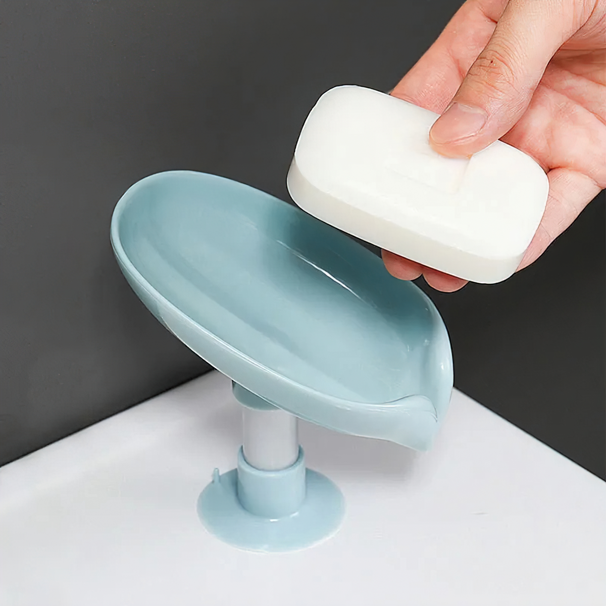 Sen-hause leaf shape soap dish organizer with draining ball bathroom plastic soap dish rack