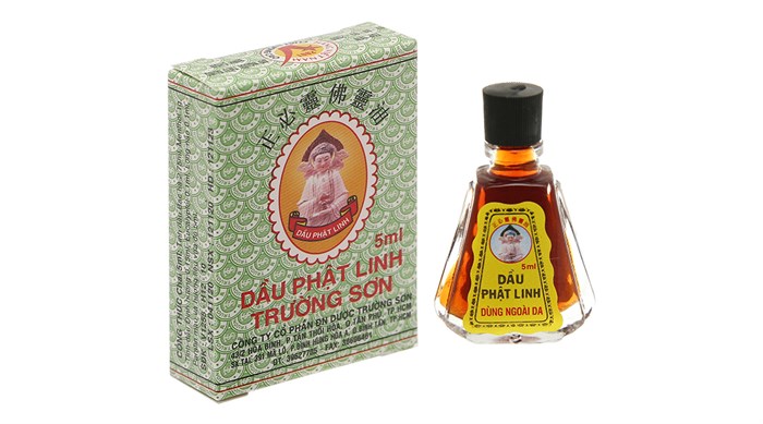 Dầu Phật Linh Trường Sơn - Giảm cảm, ho, sổ, nghẹt mũi, nhức đầu, say tàu xe, đau bụng, côn trùng cắn, muỗi đốt