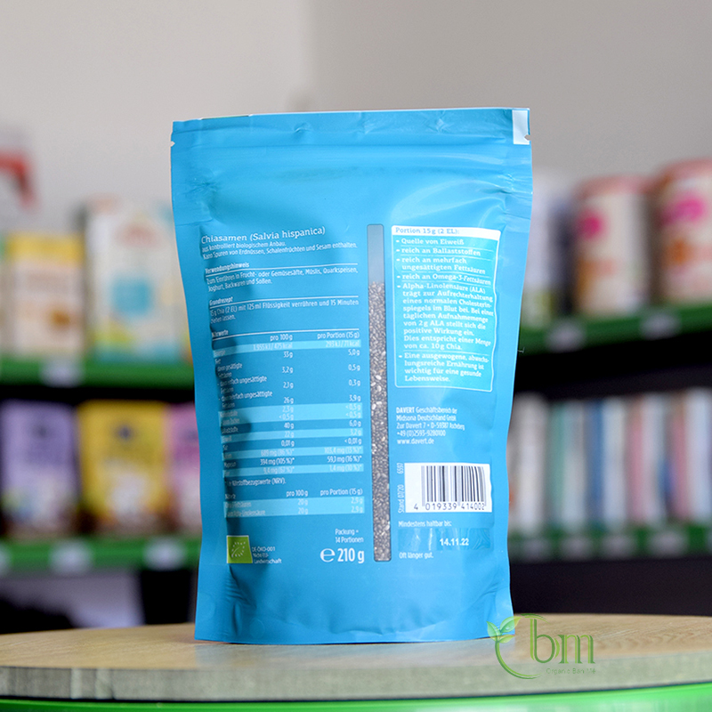 Hạt chia hữu cơ markal/davert/Pural 210g