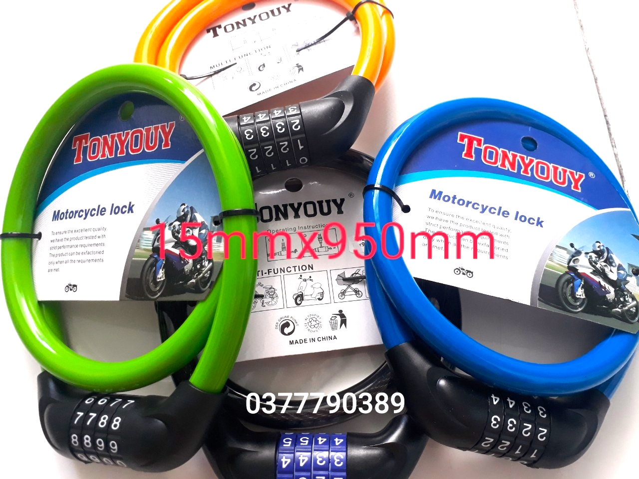 khóa dây số xe máy 15mmx950mm