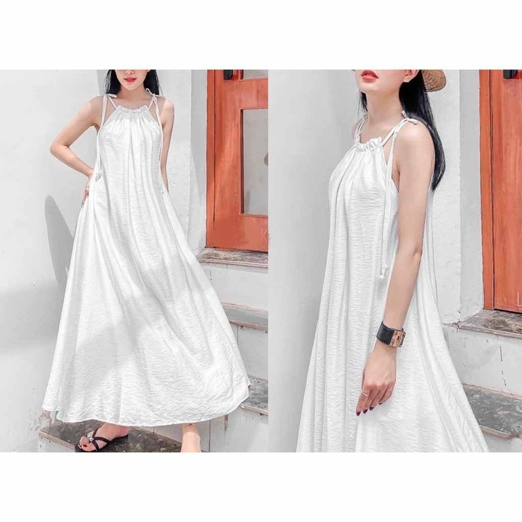 Đầm Maxi cổ yếm buộc nơ