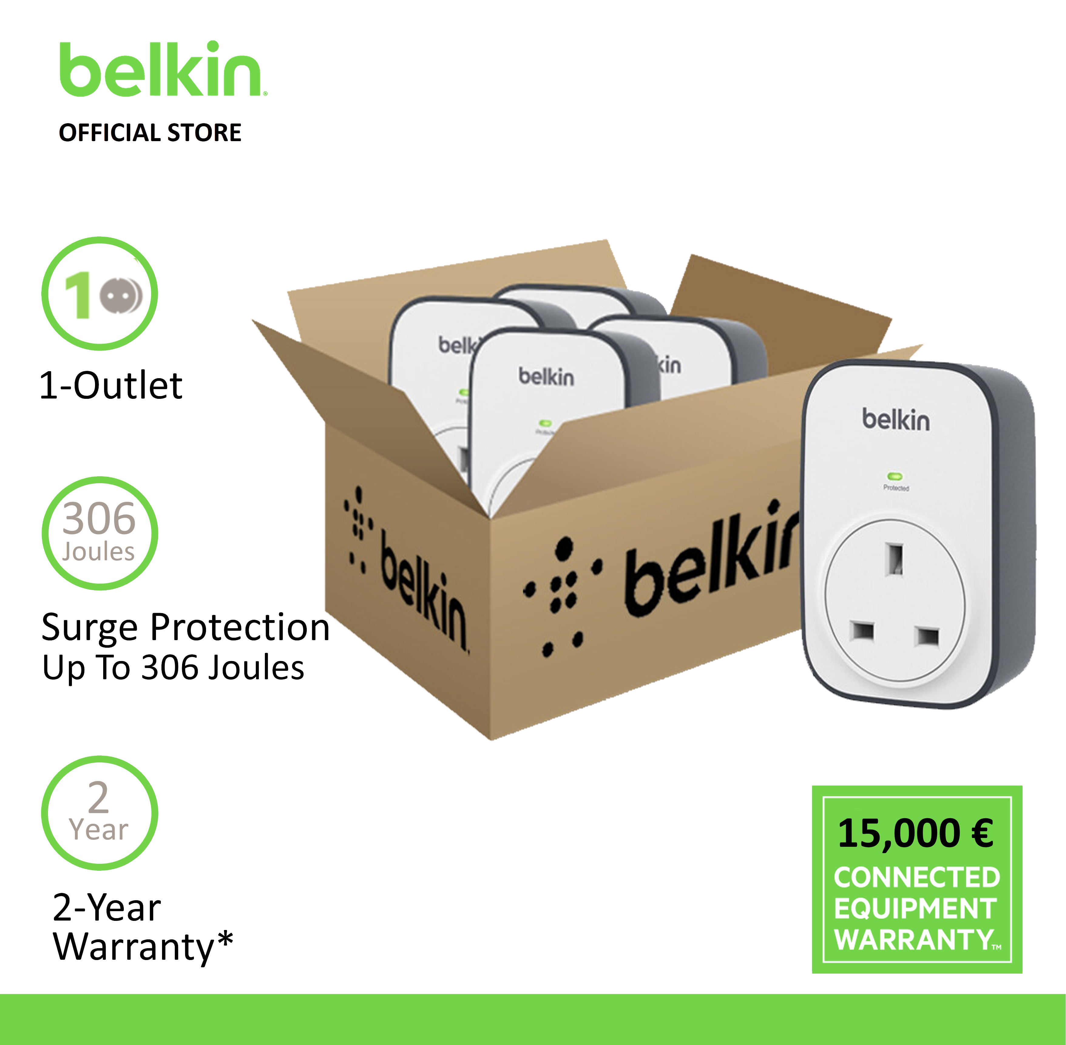 White Belkin Belkin BSV102af SurgeCube 1 Way/ 1 Plug Surge Protection Plug 