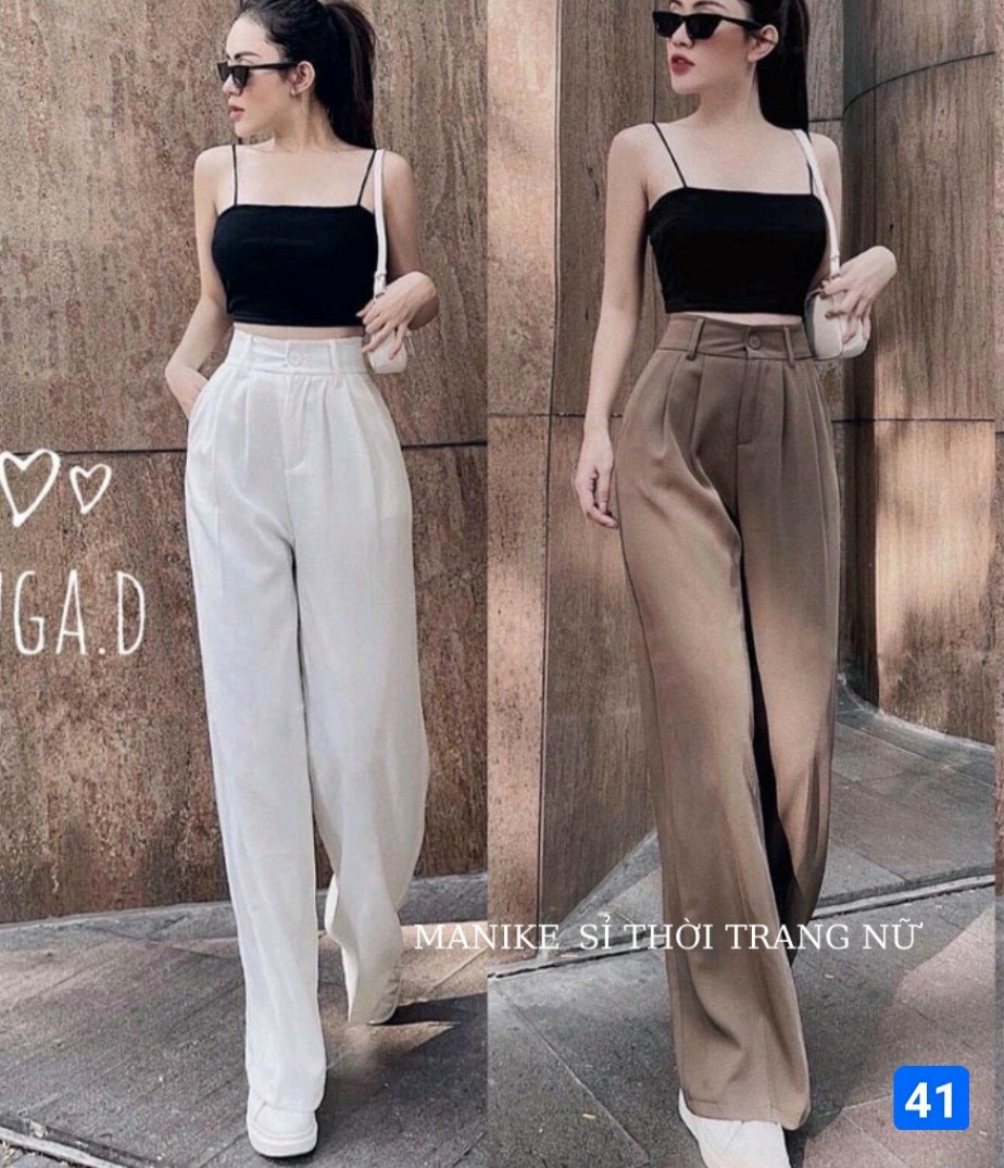 Quần Baggy Tây Nữ vải Tuyết Mưa ỐNG RỘNG HÀNG QUẢNG CHÂU Cao Cấp Nữ Tính - KINGSHOPPS TY-41