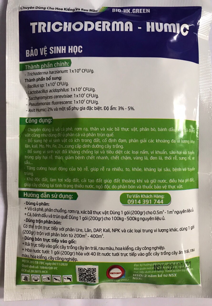 Nấm đối kháng TRICHODERMA HUMIC 200gam