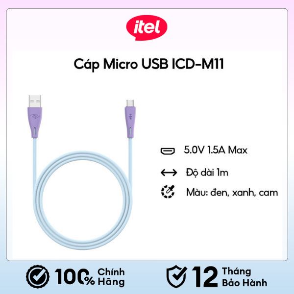 Dây cáp sạc Itel ICD-M11 1M Data | Micro USB Cable | Hàng Chính Hãng | Bảo hành 6 tháng