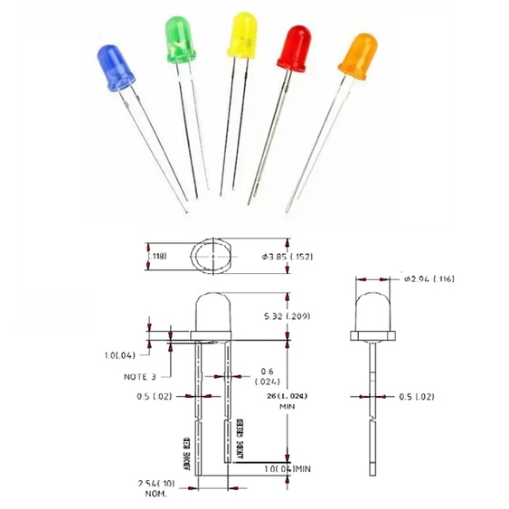 Led Xanh Lá 3mm (Gói 20 con)