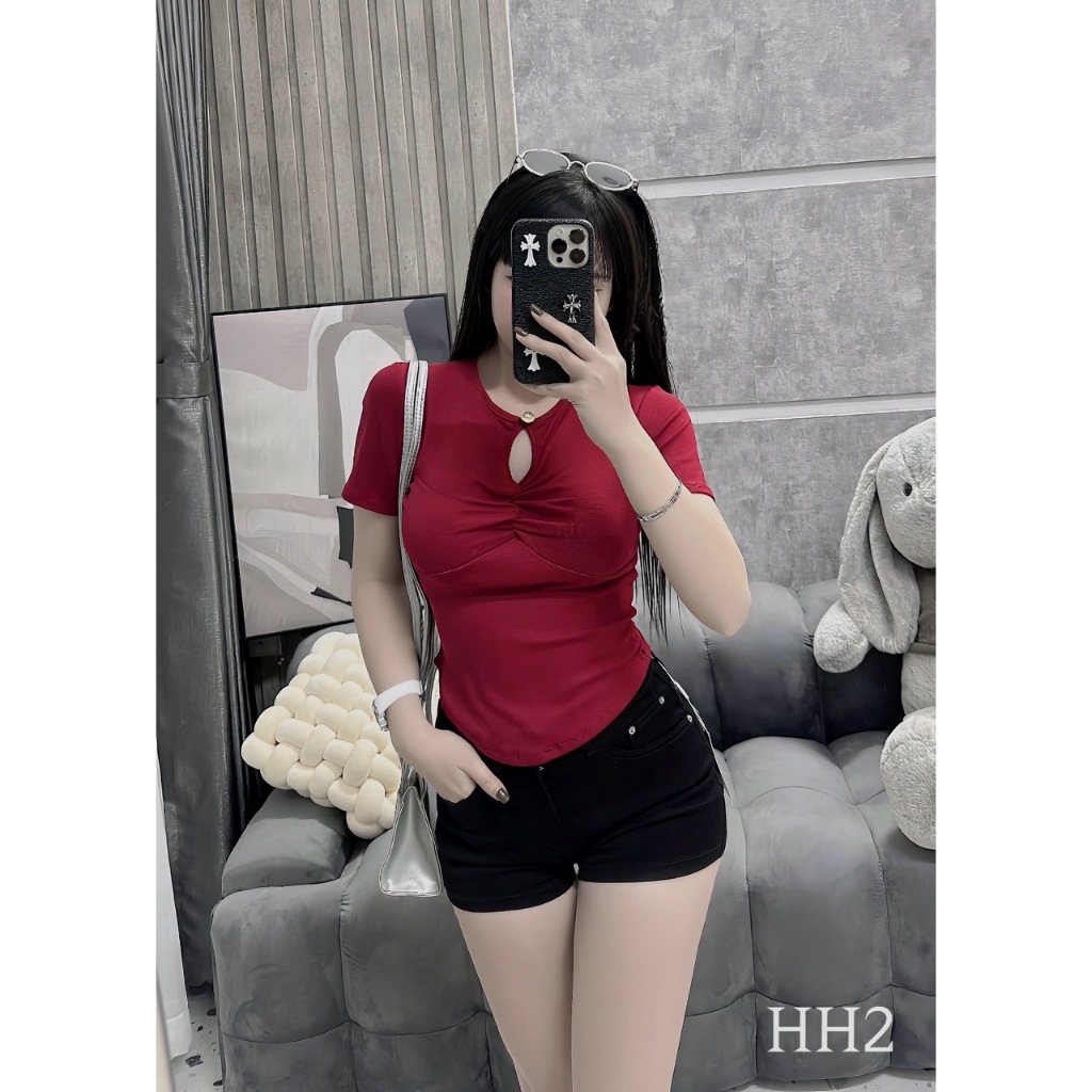Áo phông rip nữ cổ tròn siêu hót