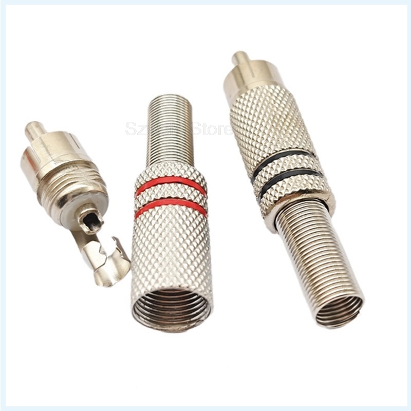 Metal%20RCA%20Lotus%20Male%20Welding%20Nickel-plated%20Audio%20AV%20Connector%20With%20Metal%20Spring%20Cable%20Protector%20Red%20Black%20E4%20-%20Image%204