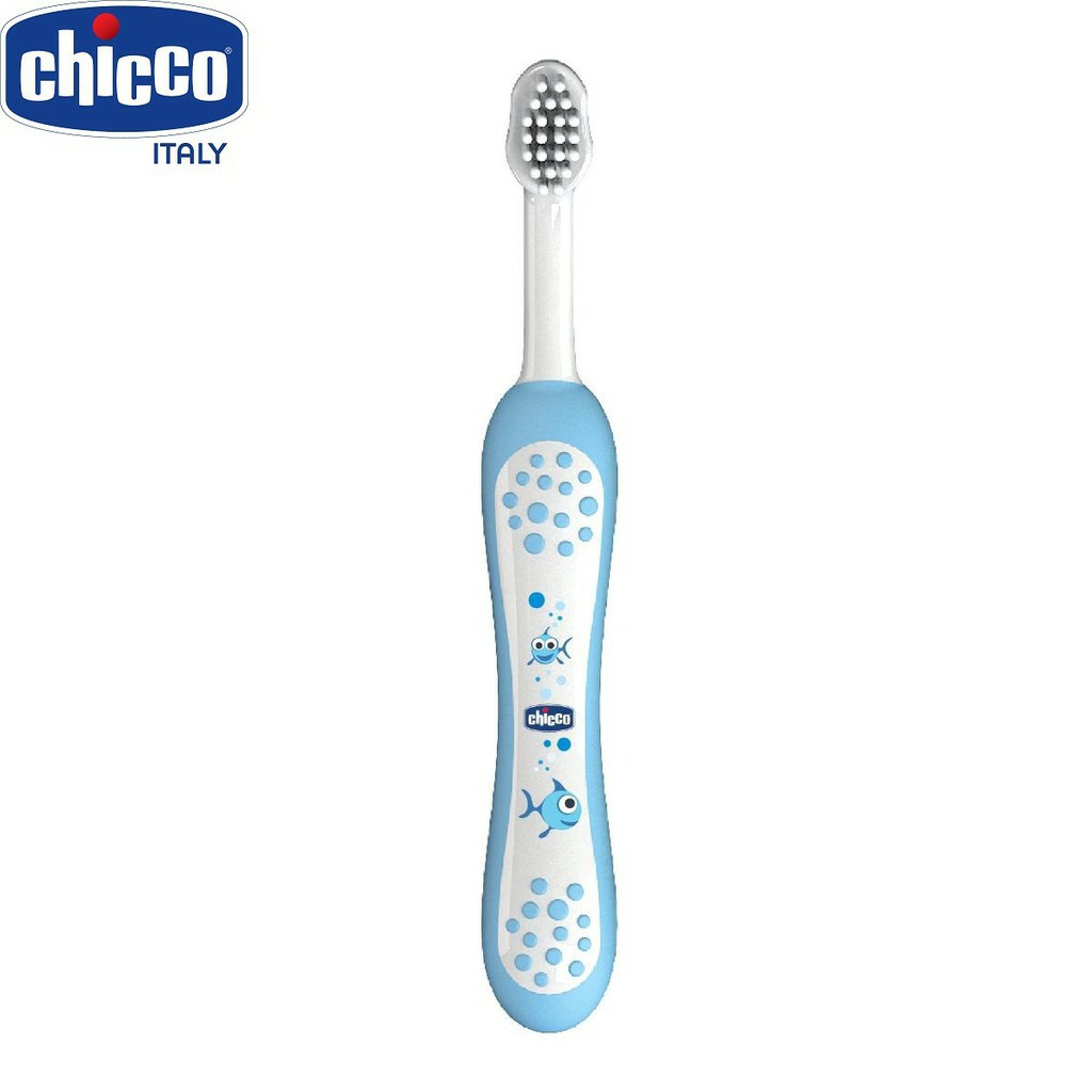 Chicco. Bàn chải đánh răng Bướm hoa/Rùa con/Cá xanh 6M+