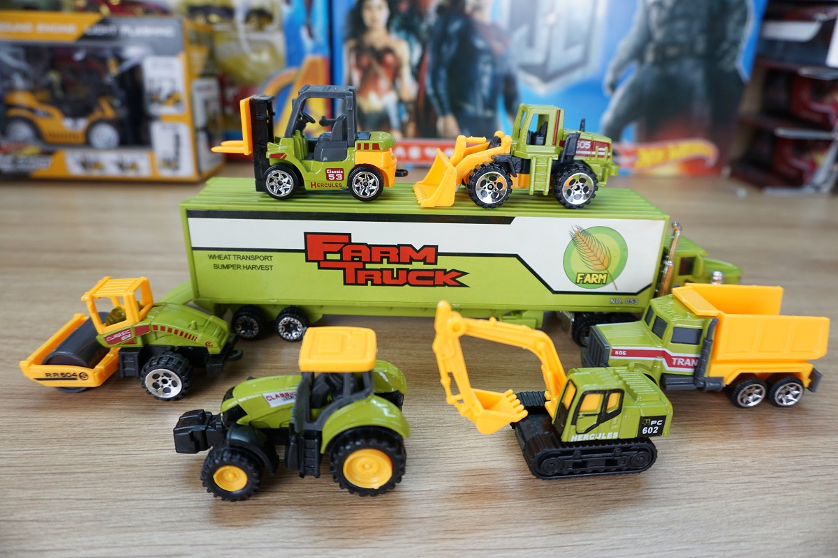 Bộ xe mô hình công trình Die cast mini các loại MS-02 đồ chơi trẻ em bằng kim loại và nhựa