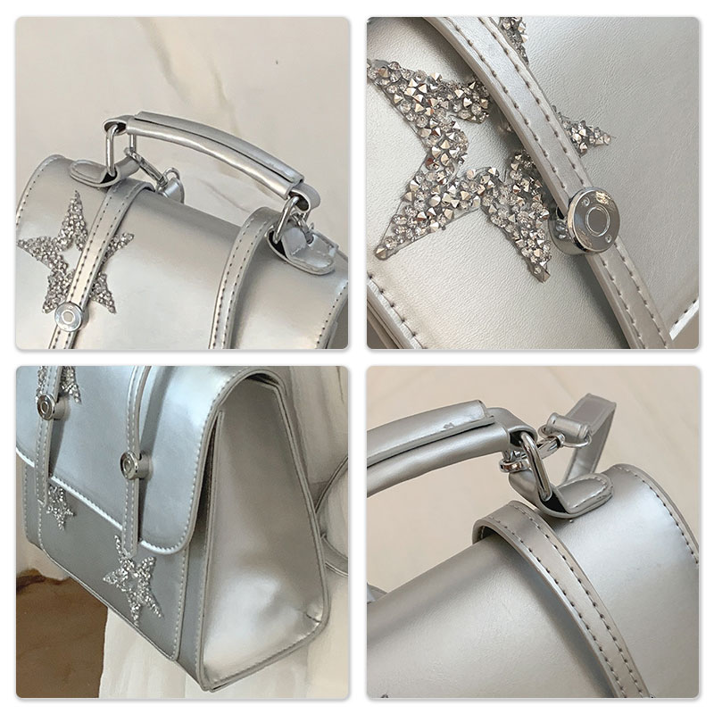 Deere Jack Sparkling star backpack New trendy niche silver student backpack Shoulder bag