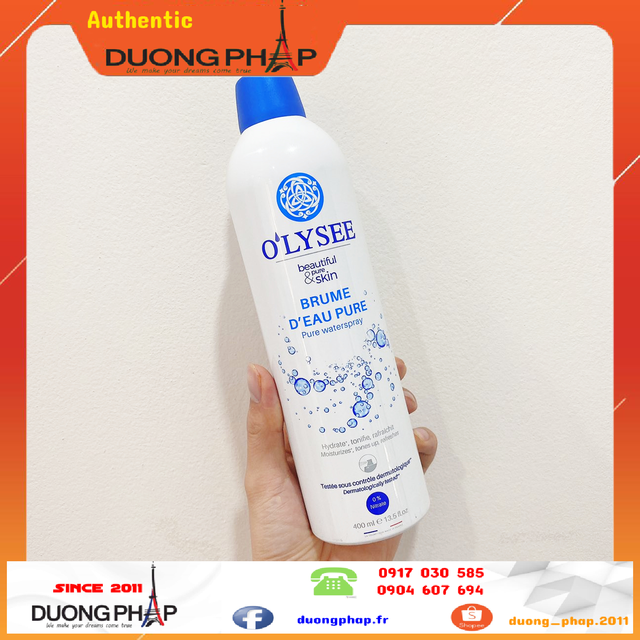 Xịt khoáng dưỡng ẩm Olysee Brume 400ml