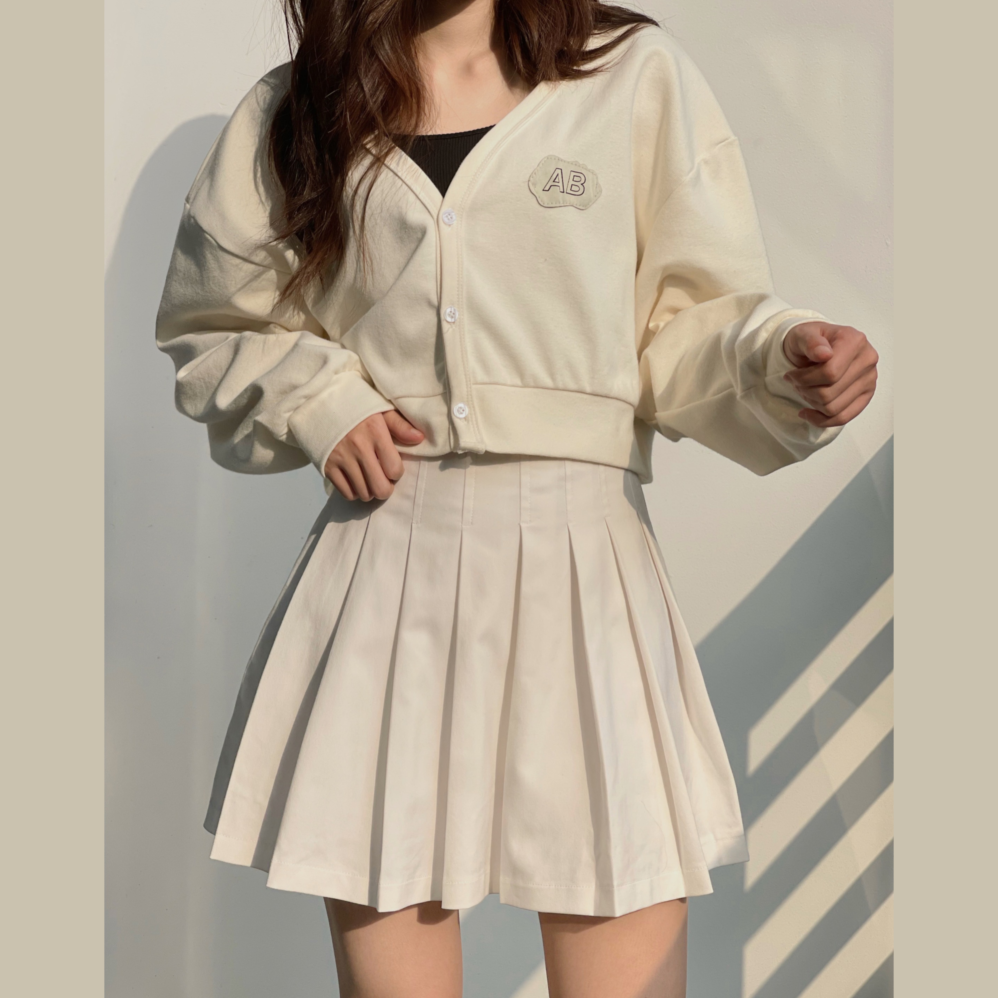 Áo cardigan croptop tay dài AB BASIC form rộng Ulzzang (Ảnh thật/ Có sẵn)
