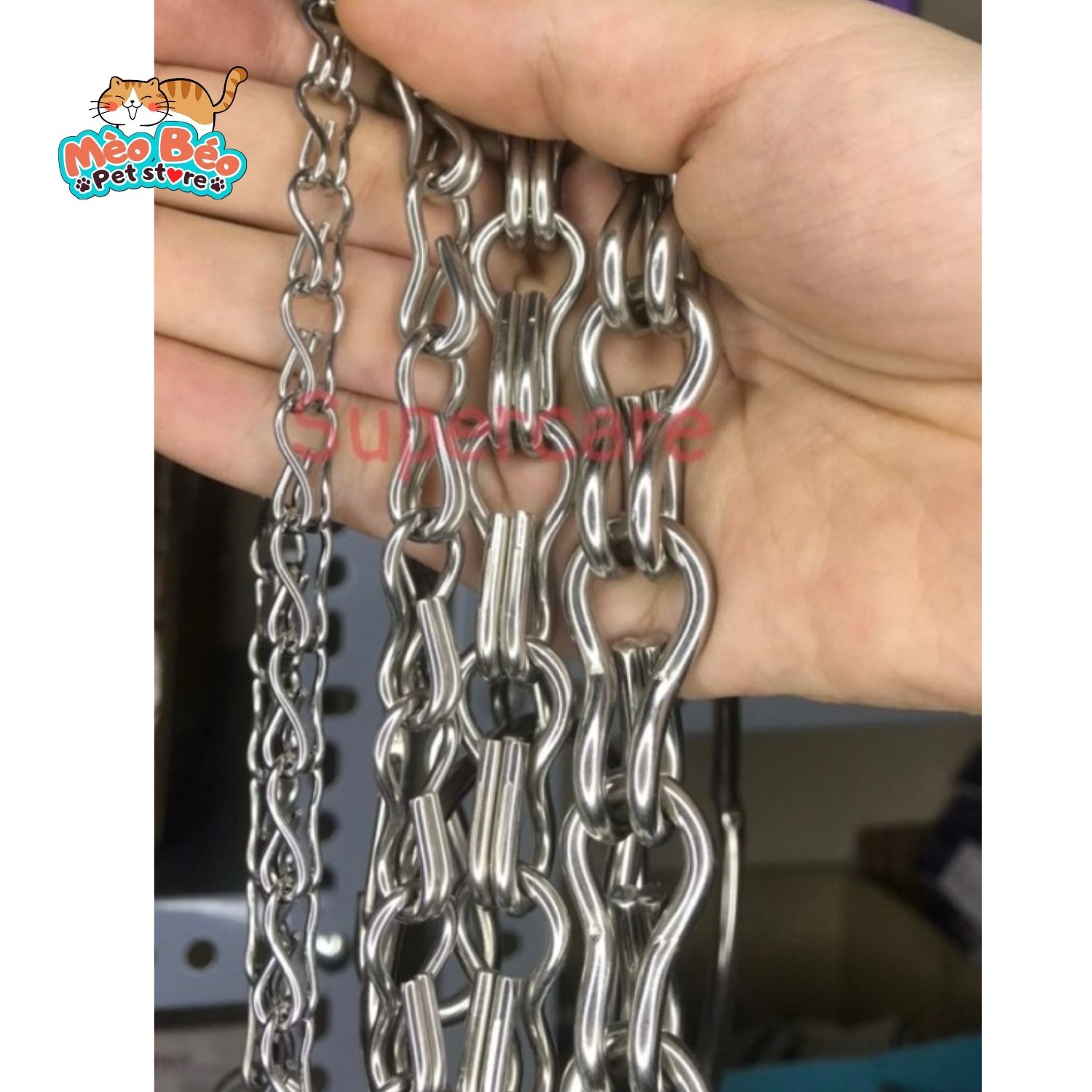 Dây xích inox cho chó mèo ( 4size)