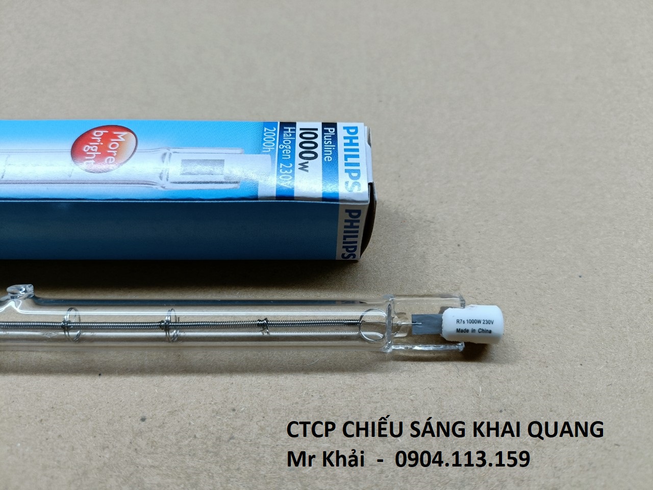 Bóng halogen đũa 1000W Philips đui kẹp 2 đầu