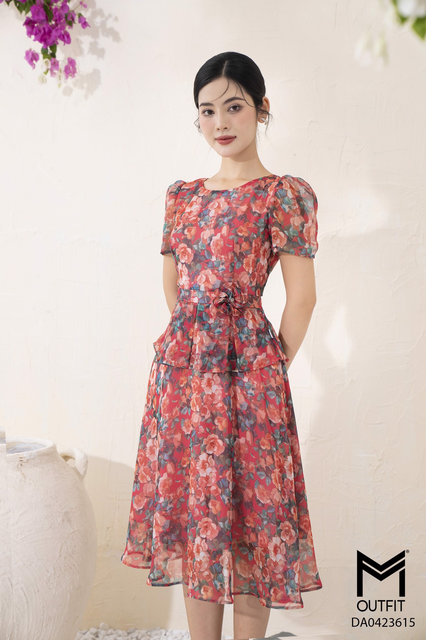Đầm peplum đính hoa TT