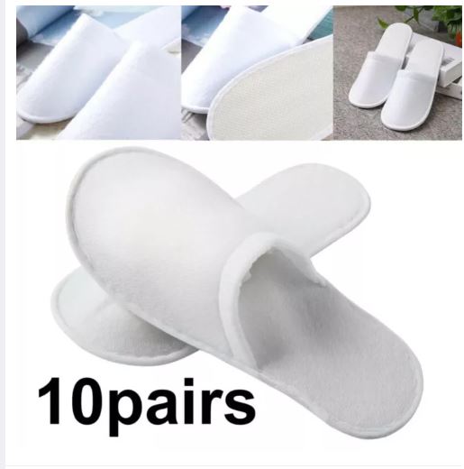 10 Upsize Pairs Disposable SPA Hotel Guest Slippers Close Toe 28x11cm