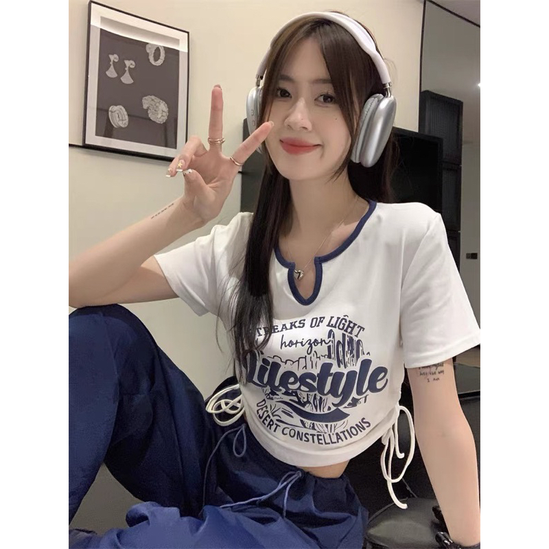 ÁO CROPTOP CỔ V VIỀN STYLE