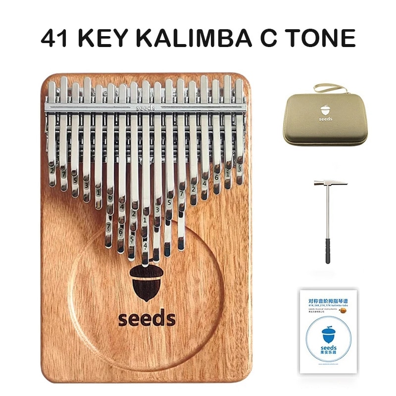 41 Keys Kalimba Professional Thumb Piano Full Veneer Solid Wood Okoume Wood Kalimba  41 Key Finger Piano Keyboard Instrument