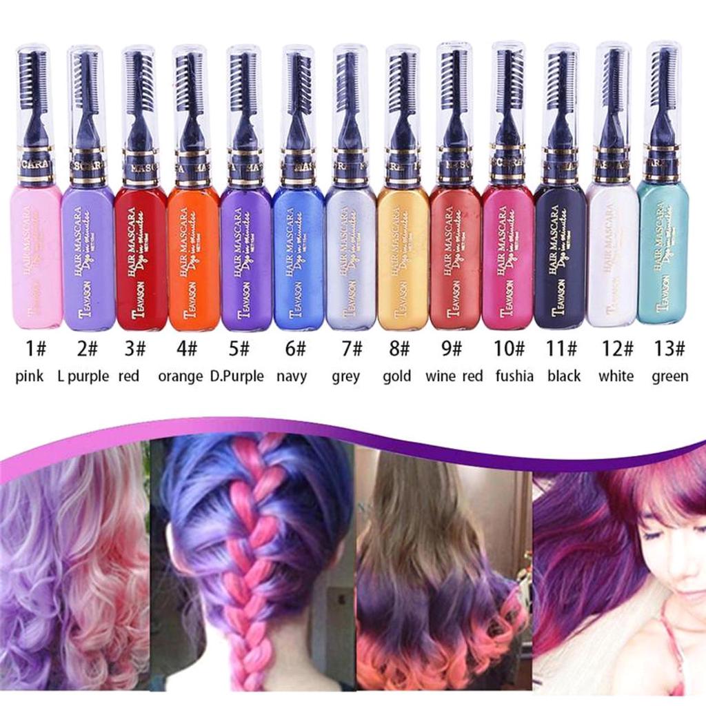Temporary Hair Color Chalk , 13 Colors Instant Hair Dye Cream Brush Set ,  Hair Touchup Mascara , Perfect Party Gift for Kids Girls Boys Women Men |  Lazada