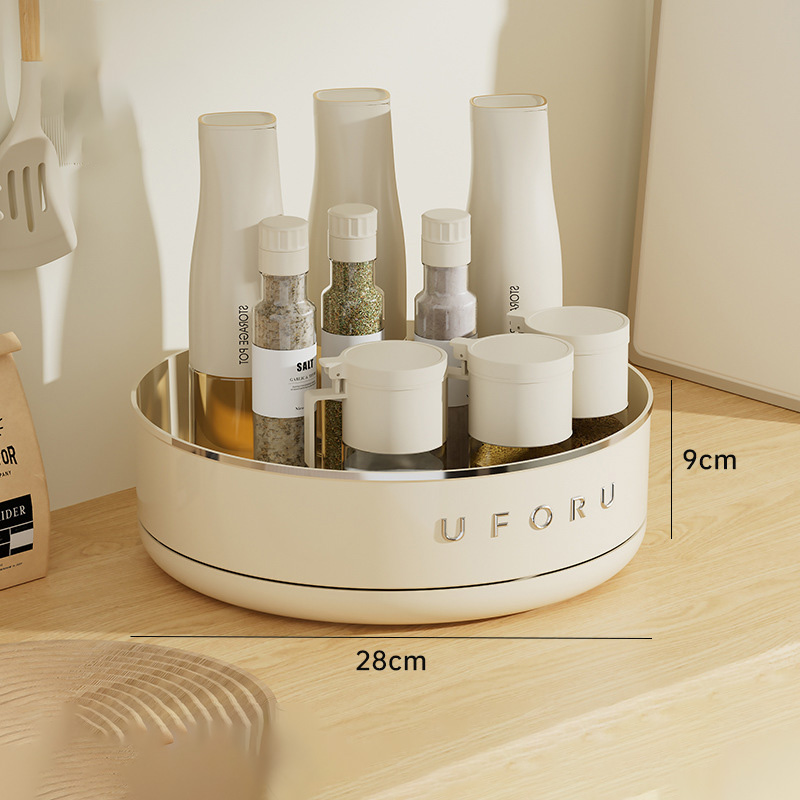 Kitchen rotatable shelf Home desktop multi-function condiment storage tray Oil salt sauce and vinegar bottle seasoning storage box