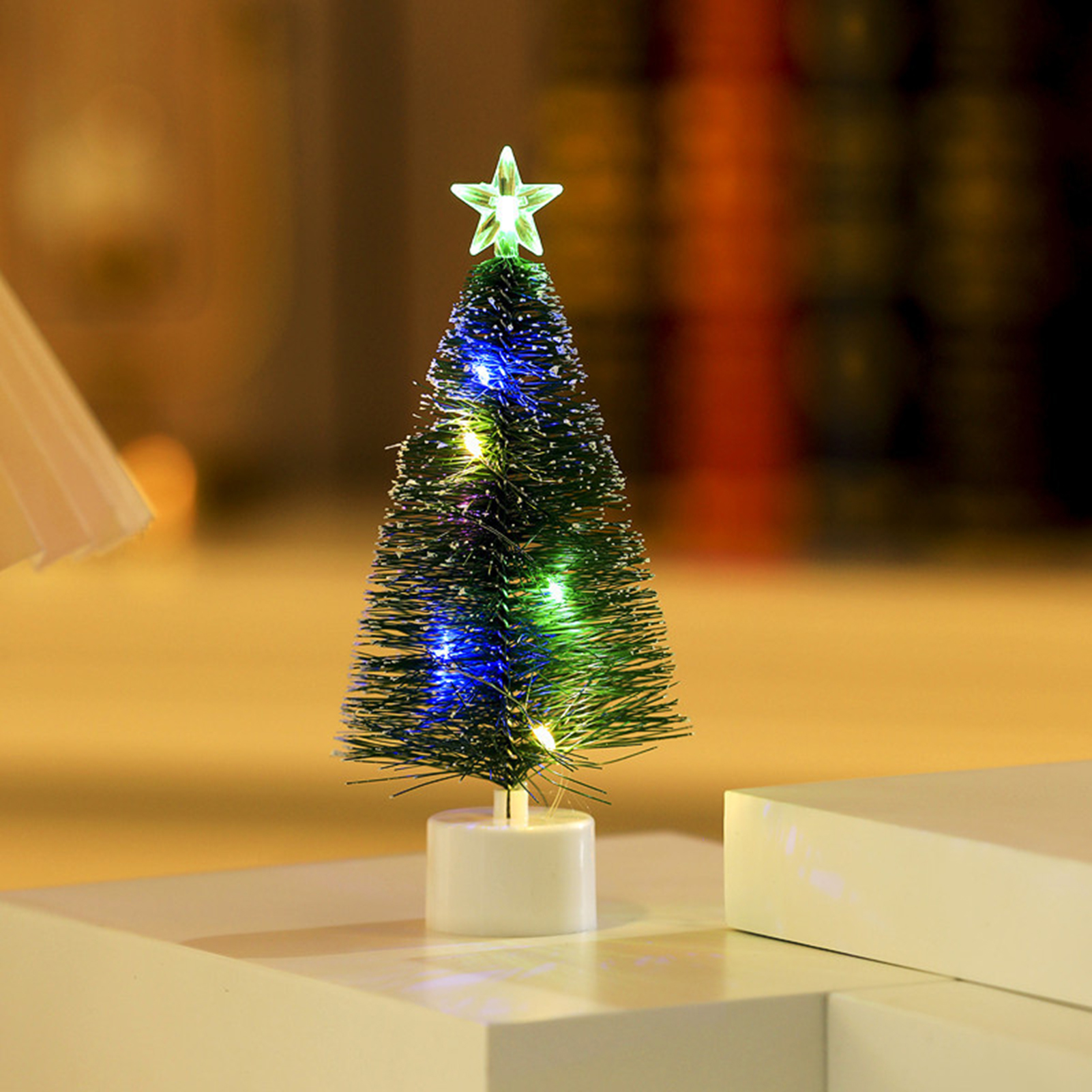 BlueX Mini Christmas Tree 3d Christmas Tree Mini Led Glowing Christmas Tree Colorful String Light Desktop Decoration for Winter Holiday Perfect New Year Gift
