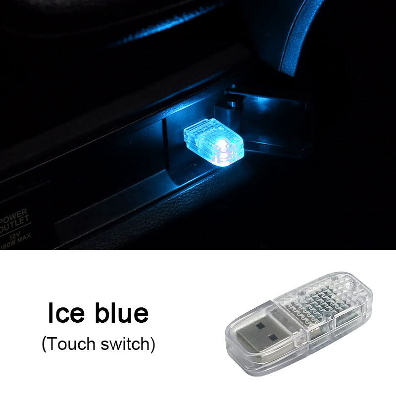 5V Car LED Atmosphere Light Mini USB Touch Switch Auto LED Sound Control Multiple Colors Decorative Ambient Lamp Car Products