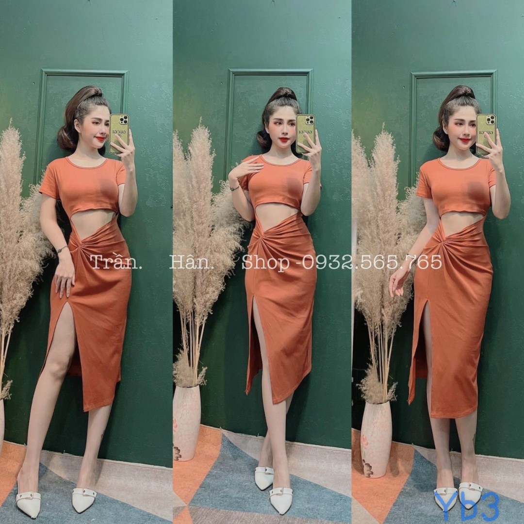 Đầm thun gân đủ màu hàng cao cấp xinh lung linh ld 22
