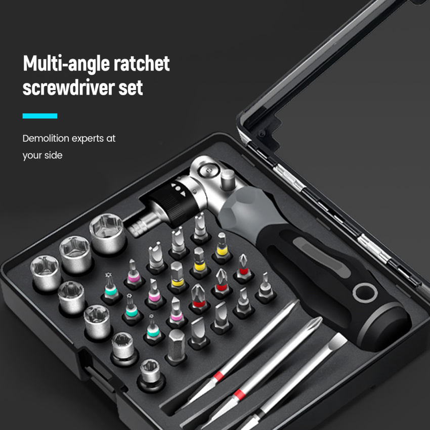 Ratchet Screwdriver Set Multi-Angle Ratchet Handle Ma-gnetic Screw Driver Bits with Sleeve Multifunctional Precision Repair Tool