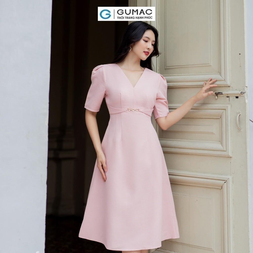 Đầm nữ A phối phụ kiện thời trang GUMAC DD07045