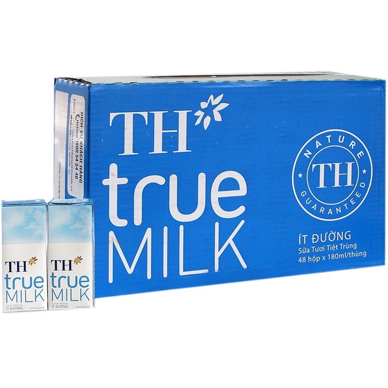 Thùng 48 Hộp Sữa TH Truemilk Ít Đường Có Đường Không Đường 180ml