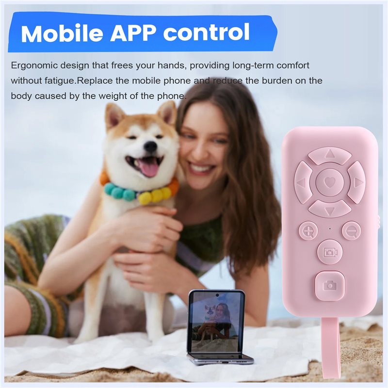 Protable Bluetooth Remote Control Mobile Bluetooth Remote for Focusing, Photography, Video Recording, , and Page Turning Pink.