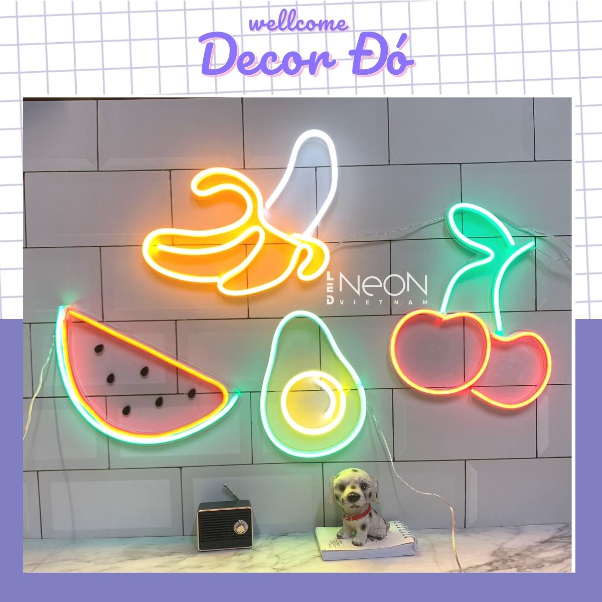 Đèn Neon , Quả Chuối , Size 28x21cm , tặng Miếng Dán , tặng ADAPTER , tặng 1,5m Dây Điện Tàng Hình
