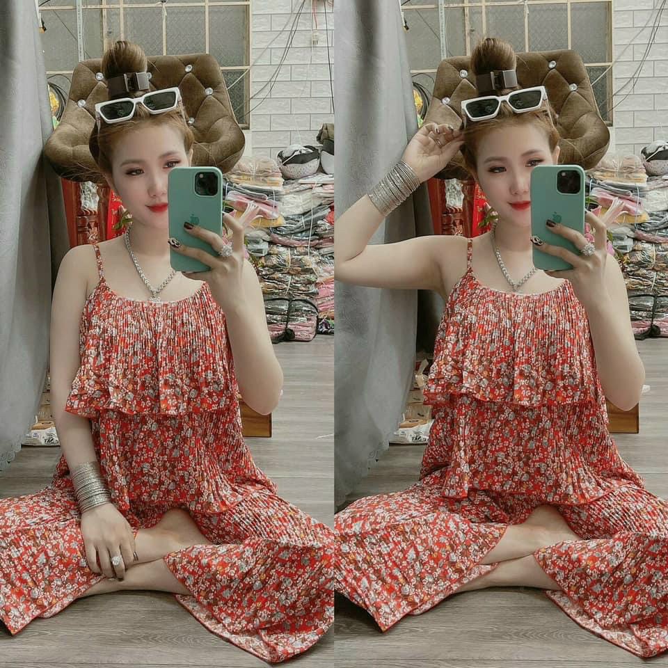 SÉT BỘ LỤA HOA DẬP LY TẦNG 2 DÂY SIÊU XINH