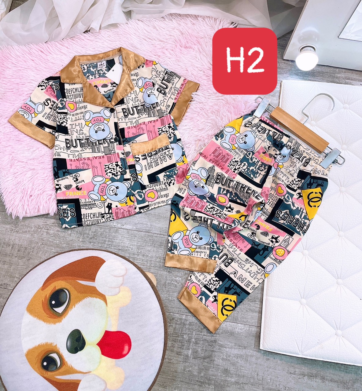 bộ pizama lụa cho bé 9-21kg