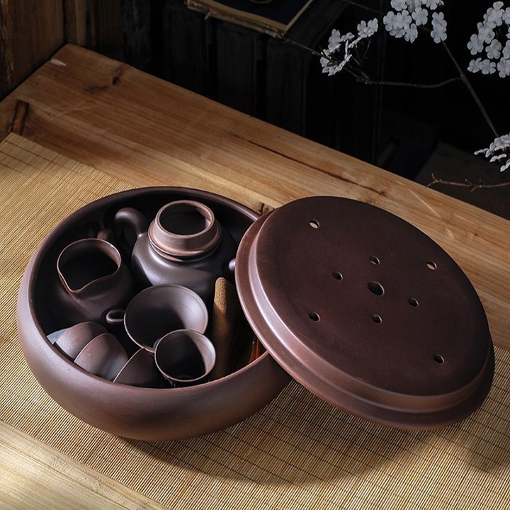 12-piece premium purple clay tea set (black red brown), cup tea set