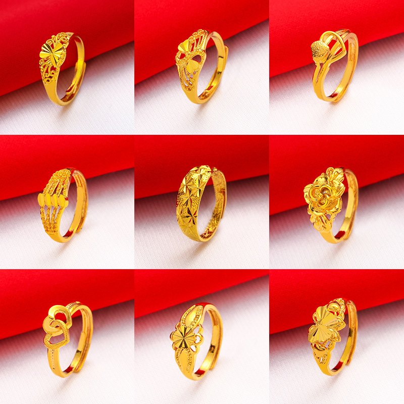 Gold%20Plated%20Women's%20Open%20Adjustable%20Ring%20Lucky%20Transfer%20Flower%20Finger%20Ring%20For%20Women%20Wedding%20Bride%20Jewelry%20Accessories%20-%20Image%202