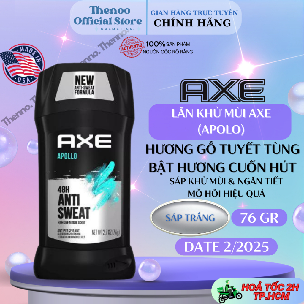 Lăn sáp khử mùi nam axe black,apolo anti sweat 48h giúp điều tiết mồ hôi hàng chuẩn mỹ