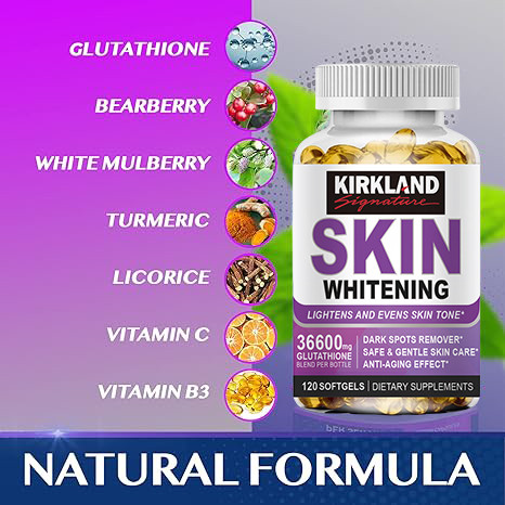 KIRKLAND Glutathione Whitening Capsule Remove Melanin Beautiful Skin Tone Anti-Aging Supplements