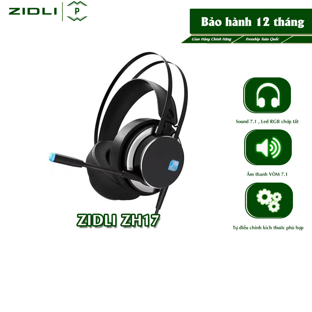 Tai Nghe Gaming ZIDLI ZH17 (Sound 7.1 , Led RGB Chớp Tắt) - Patech Electronics