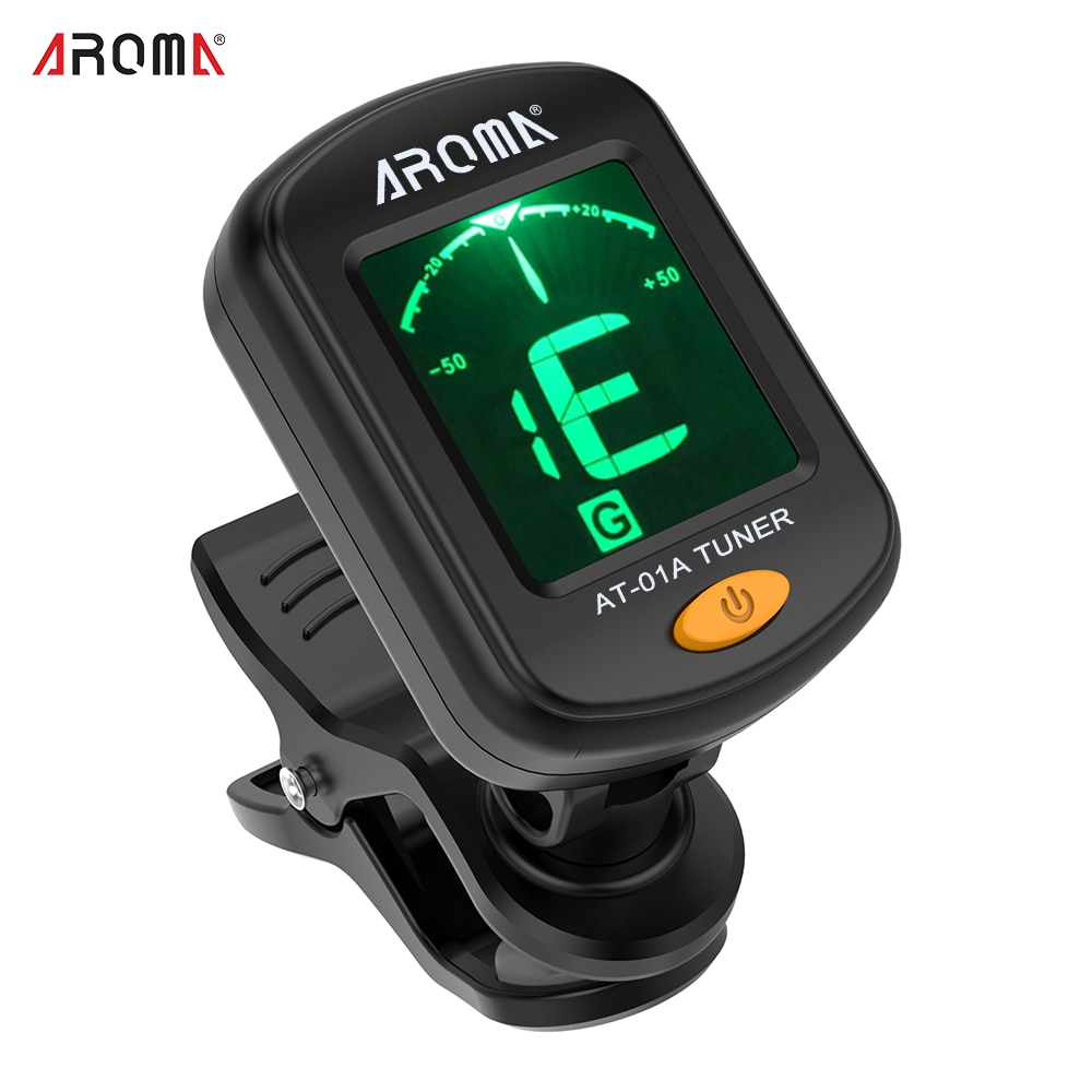 AROMA AT-01A Guitar Tuner Rotatable Clip-On Tuner LCD Display For Chromatic Folk Acoustic Guitar Ukulele Bass Guitar Accessories