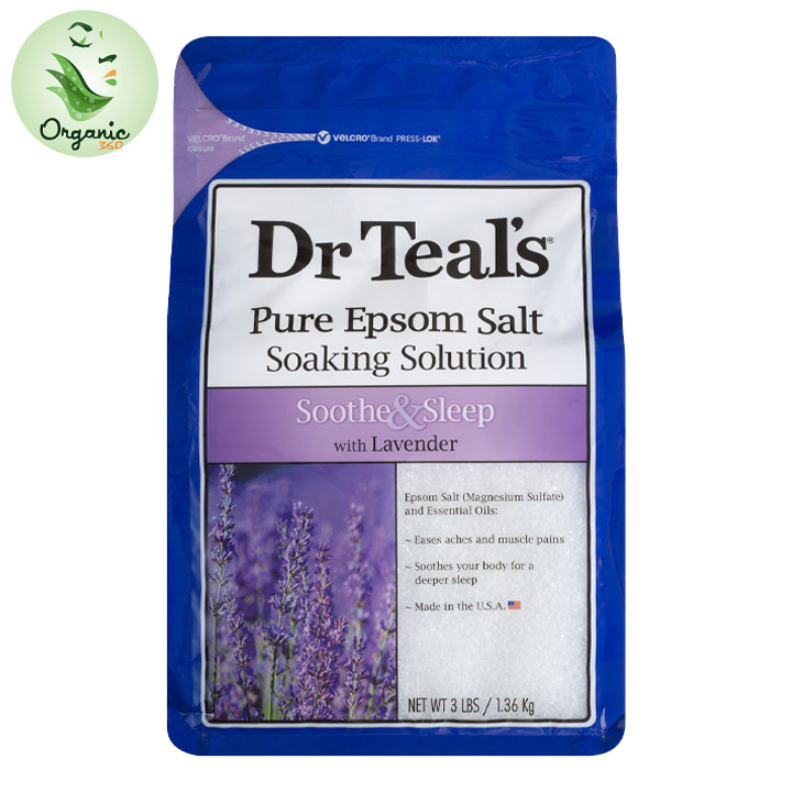 Muối tắm Epsom salt hương lavender Dr Teal's tẩy tế bào chết 1.36kg