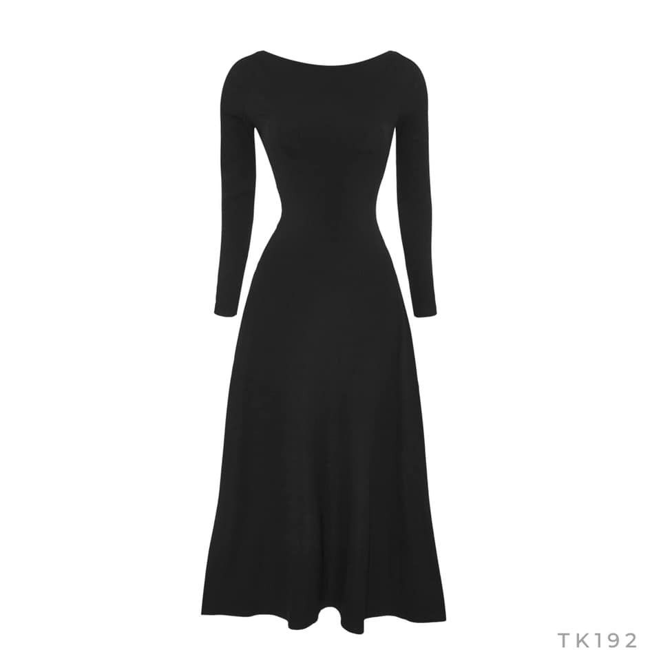 Đầm Body Tay Dài Cut Out Lưng Màu Đen