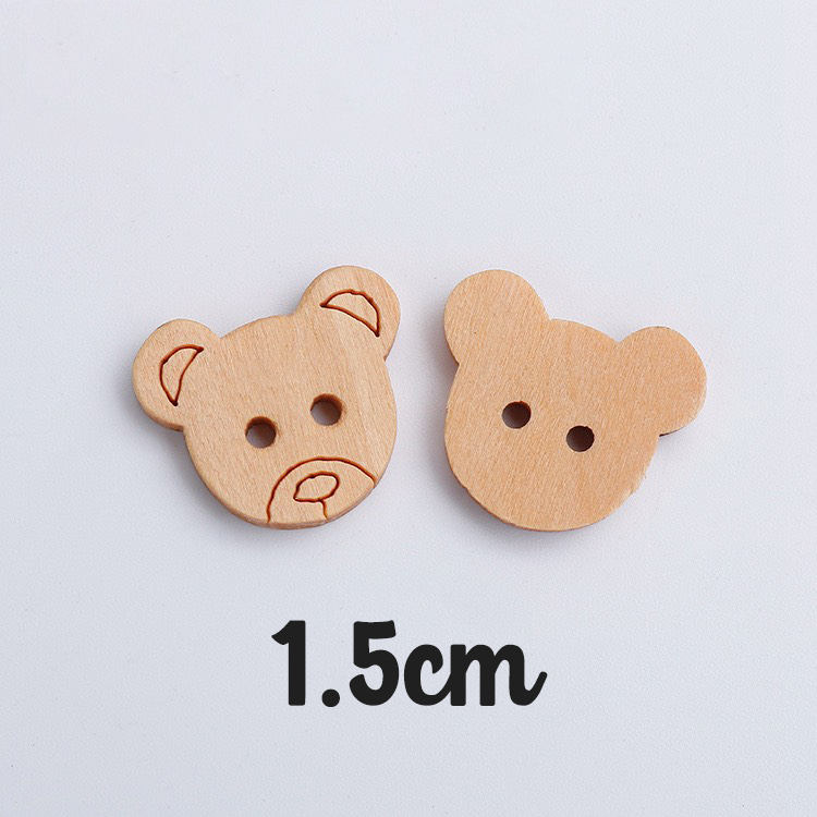 Nút gỗ hình mặt gấu Mini xinh xắn size 1.5cm